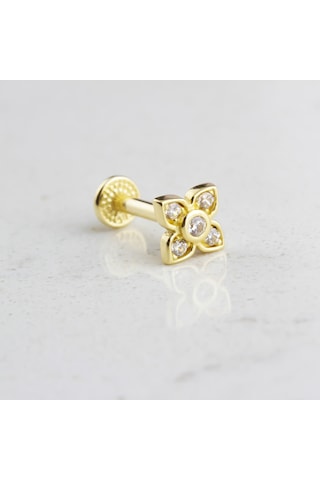 Glorria Altın Yonca Tragus Piercing Çok Renkli