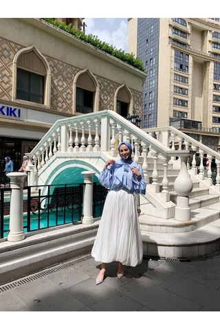 Etkb002 Arkadan Fermuarlı Balon Etek Ekru