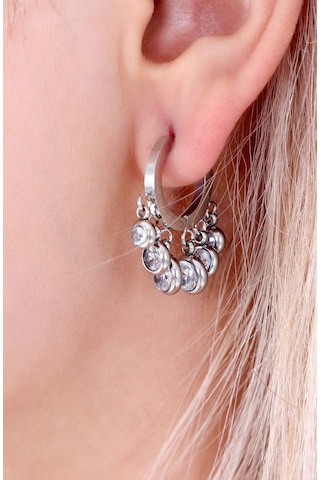 Bhs Life Shakira Taşlı Sallantılı Çelik Kadın Küpe Gümüş