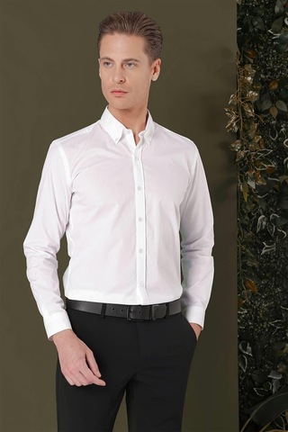 Efor Gk 706 Slim Fit Beyaz Klasik Gömlek Beyaz