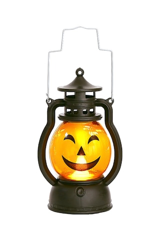 Youtek Halloween Dekorasyon Led Kıvırcık Feneri, Dayanıklı Plastik Kabak Şekli, Taşıma Kancası, Parti Ve Festival Işıklı Aksesuarı Diğer