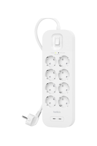Belkin 8'li Çoklu Priz, Yüksek Gerilim Korumalı, Duvara Montaj, 8