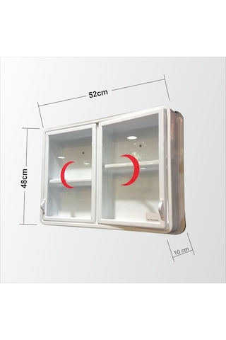 Kanatlı Kapak Steril Acil İlk Yardım Kutusu Ecza Dolabı 52 x 37 CM Beyaz