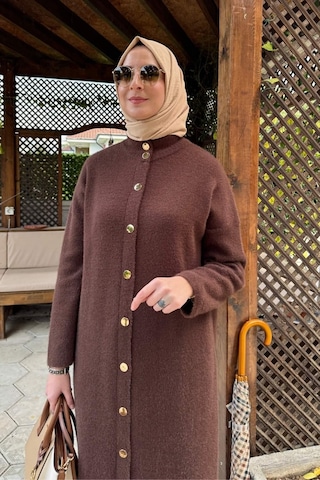 Rabia Şamlı Yakut Angora Triko Kap Kahve Normal