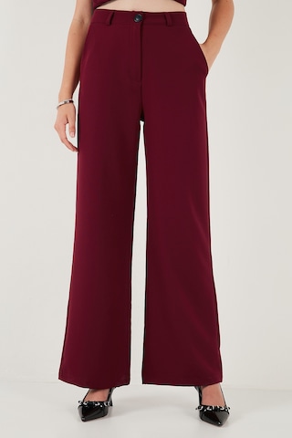 Lela Wide Leg Orta Yüksek Bel Bol Paça Kumaş Bayan Pantolon 6522974 Bordo
