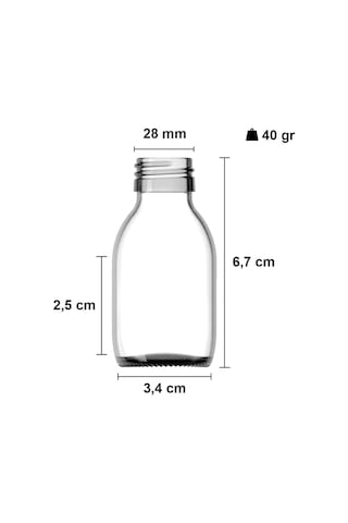 Lexroo 30 Ml Sızdırmaz Kapaklı Şeffaf Shot Şişesi 30 Cc Ginger Şat Beyaz Cam Şişe 6 Adet