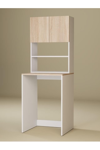 %100mdf Çamaşır Ve Kurutma Makinesi Dolabı, 3 Raflı Kapaklı Çamaşır Makinesi Üstü Dolabı Sonoma-beyaz Sonoma - Beyaz