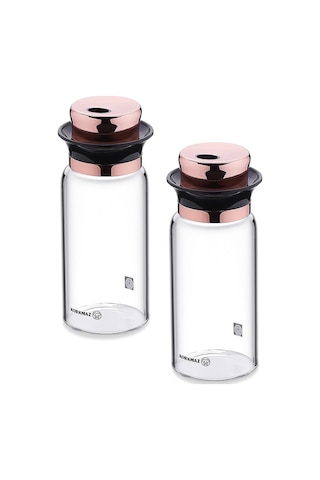 Korkmaz Stora Glass Rosegold Tuzluk Biberlik Seti