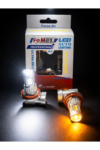 Femex H8/11 Sis Led Ampul Çift Renk 3030 Chipset 30smd Mercekli Led Double Aç Kapat