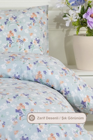 Elart Floret Nevresim Takımı Çift Kişilik Lastikli Çarşaf 200x220 Cm Yeşil Yeşil
