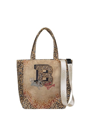 Dogo Kadın Vegan Krem Leopar Large Tote Bag - Warner Bros Looney Tunes Leopard Bugs Bunny Tasarım Multicolor