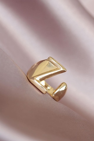 Z Harfli Altın Renk Ayarlamalı Metal Kadın Yüzük Altın