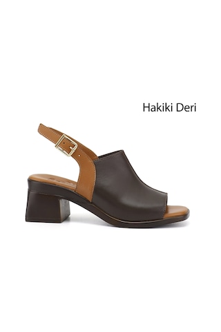 Gönderi(R) Gönderi R Kadın Kahve Antik Kalın Topuklu Hakiki Deri Sandalet Dyza70945406