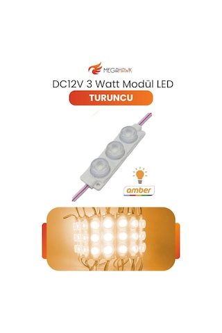 Dc 12v 3w Turuncu Modül Parmak Led Su Geçirmez Tabela Aydınlatma Dekoratif Led Modül 5 Adet