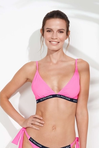 U.S. Polo Assn. Kadın Pembe Geniş Üçgen Bikini Üst 21501