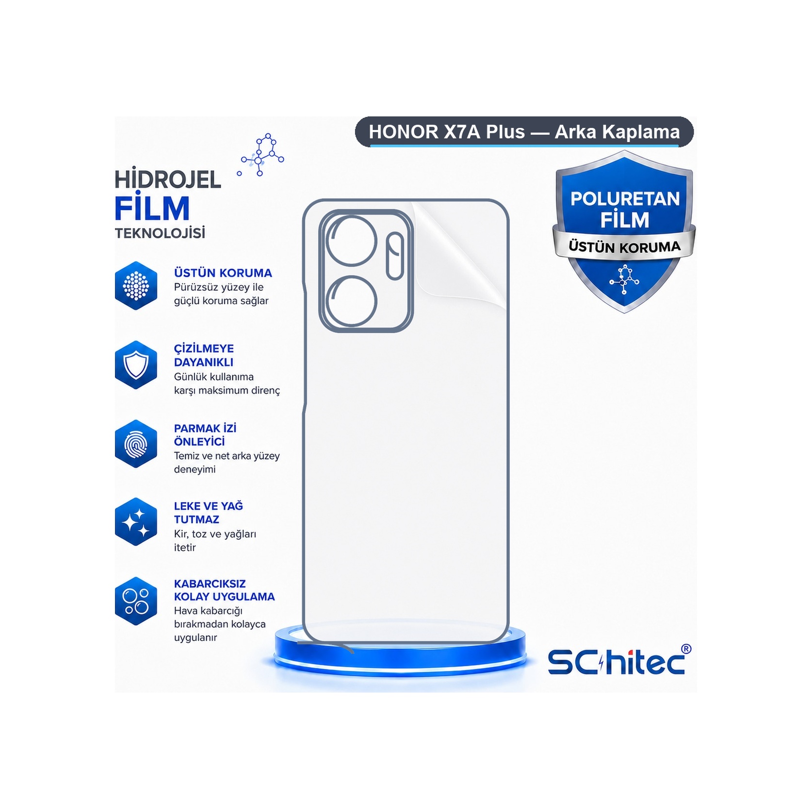 Schitec Honor X7a Plus Uyumlu Arka Yüzey Hidrojel Koruyucu Film 88921537