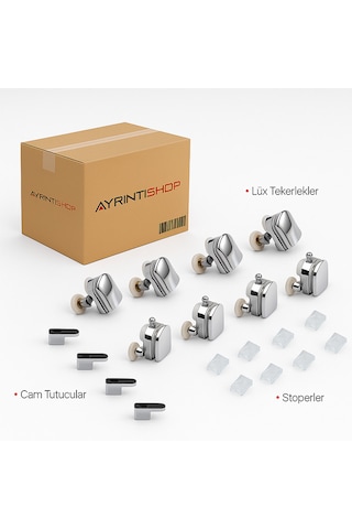 Ayrıntıshop Duşakabin Metal Lüx Tekerlek 8li Set Krom