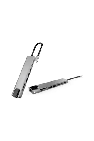 Type C Hub 8 Port Usb Hdmı Rj45 Kart Okuyucu Çoklayıcı Standart