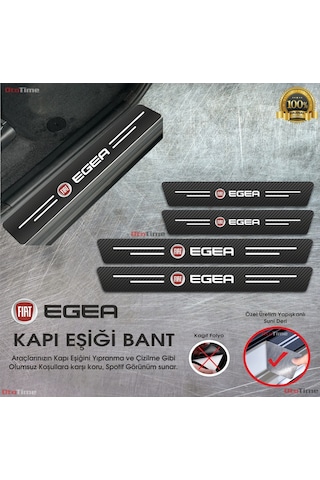 Fiat Egea Logolu Karbon Kapı Eşiği Koruyucu Suni Deri 4'lü Set