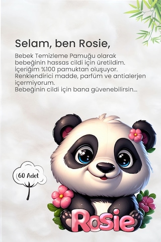Rosie Doğal Bebek Temizleme Pamuğu 60'lı,