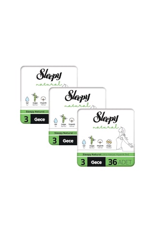 Sleepy Natural Ultra Hassas Hijyenik Ped Gece 3 x 36'lı