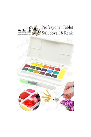 Tablet Sulu Boya 18 Renk Plastik Kutu 1 Paket Monalisa 18 Li Taş Sulu Boya Tablet Suluboya Resim Hobi Sanat Çok Renkli