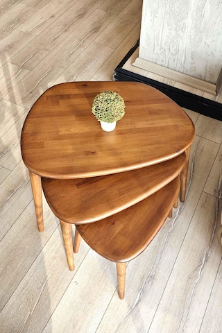 Fawdecor Amorphous 3'lü Zigon Sehpa Seti Ceviz