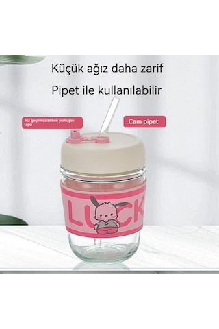 Jian Fan İnterneti Karikatür Cam Hasır Fincan Cam Kupa Kupa Pembe Pembe