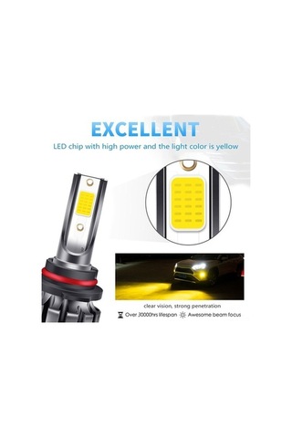 Ulzyvf Yüksek Su Sis Sarı, Reedark 3000 Lümen, Led Ip68 Su Geçirmez Far Ampulü 9006/hb4 30w 3000k 2 Adet