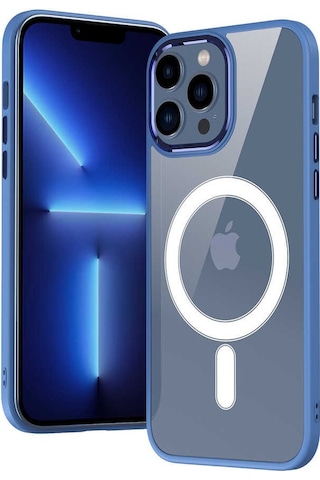 Apple Uyumlu iPhone 13 Pro Max Wireless Şarj Özellikli Zore Krom Magsafe Silikon Kapak
