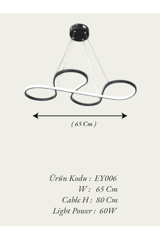 Ey Shop Siyah Yılan Model 3 Renk Led Avize Siyah