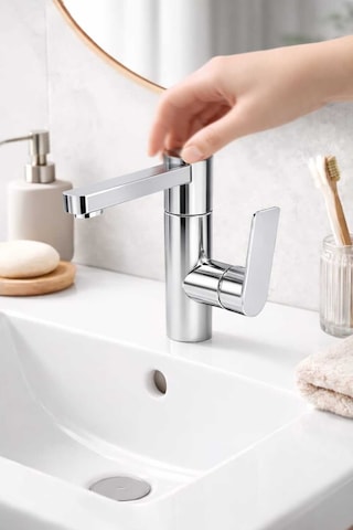 Viosa Tam Tur 360 Derece Döner Banyo Lavabo Bataryası Lüx Gövde Musluk Siyah