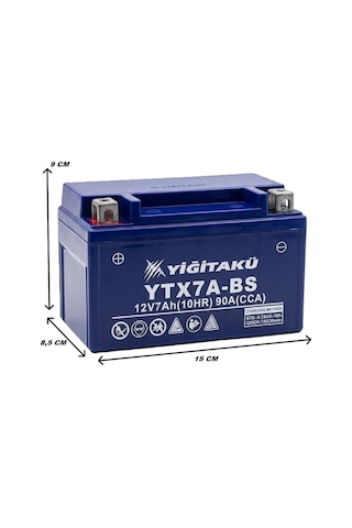 12 V 7 Ah Amper Ytx7a Bs Yiğit Akü Motosiklet Aküsü
