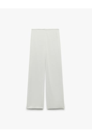 Koton Bürümcük Kumaş Düz Geniş Paça Pantolon Beyaz 5sak40060ek Beyaz