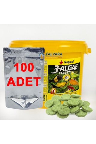 100 Adet Tropical 3-Algae Tablet A Kovadan Bölme Balık Yemi