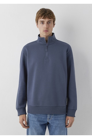 Yarım Fermuarlı Sweatshırt Ombre Mavi