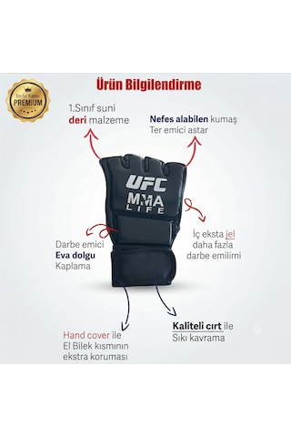 Hsport Ufc Mma Eldiveni Suni Deri Kesik Parmak Tasarımı Velcro Bilek Desteği Kafes Dövüşü Ve İdman Xlarge Açık Mavi