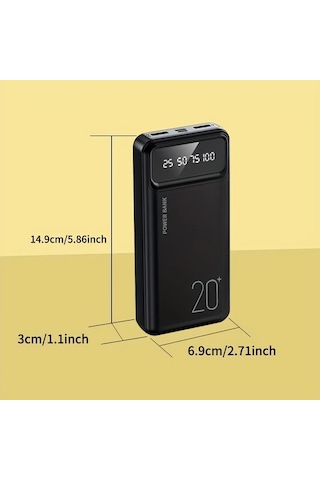 Sunshine022 Taşınabilir Şarj Cihazı 20000mah Beyaz Power Bank Çift Usb