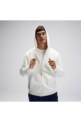 Ellesse Em581-of Fermuarlı Kapüşonlu Erkek Sweatshirt - Kırık Beyaz Kırık Beyaz