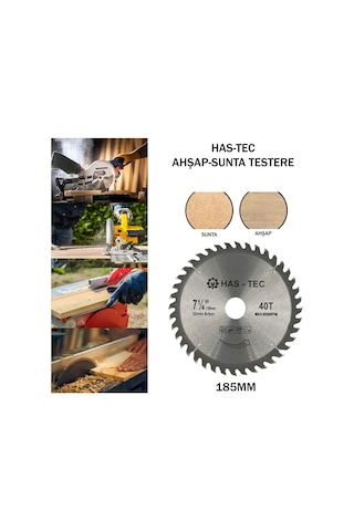 185 Mm Ahşap & Sunta Kesici Testere T.c.t Saw Blade Ø185x1.3x30 Mm 40t