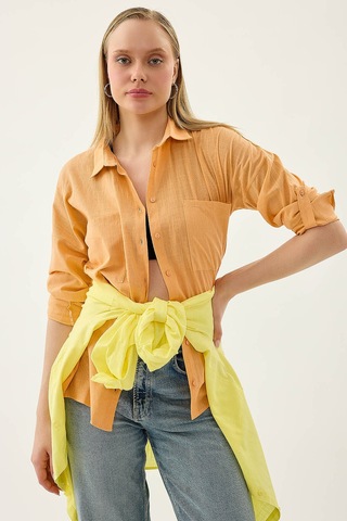 Vitrin Basic Oversize Önden Cepli Gömlek Oranj