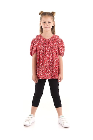 Ahengim Kız Çocuk Takım Vizkon Bluzlu Taytlı Alt Üst Takım Pamuklu Ak2521 Kırmızı