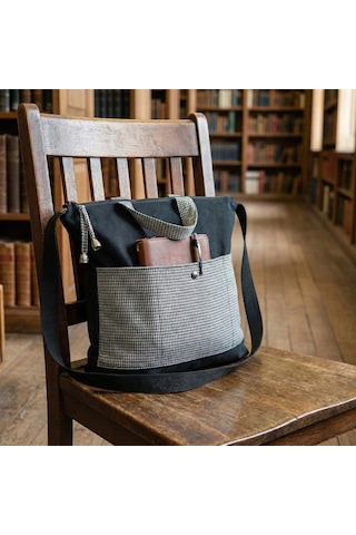 Morgen Craft Clarus Omuz Çantası - El Yapımı - Kanvas Kumaş - 28x32x11 Cm Lacivert