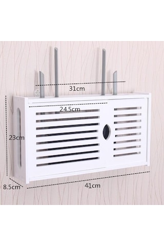 Sones Wifi Yönlendirici Kutusu Pvc Duvara Monte Raf Askı Tahtası Braketi Depolama Kutusu, Boyut: 41x23x8.5cm Kepenk