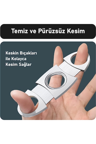 Valkyrie Premium Puro Aksesuar Seti Puro Makası V Kesim Delik Açıcı Puro Tutucu Kılıflı Komple Set
