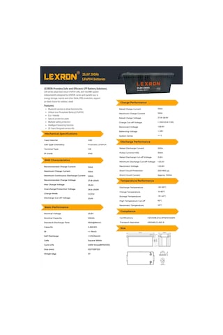 Lexron 25.6v 200ah Lityum Batarya