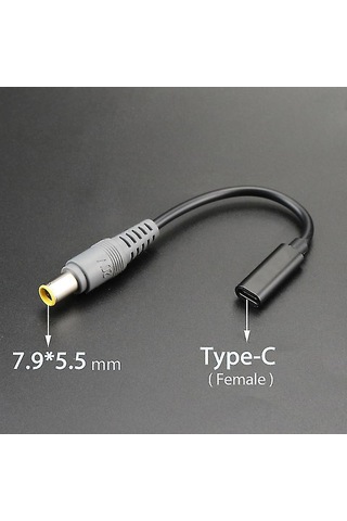 Yaozixa Usb-c Female Pd Adaptör Kablosu - 7.9x5.5mm Ve Çeşitli Dc Plug'lar İle 90w Laptop Şarjı