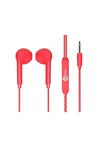 Lecoo Eh104r 3.5 Mm Jacklı Kablolu Kulak İçi Mikrofonlu Kulaklık Kırmızı 5G