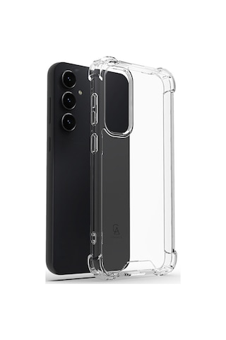 Samsung Galaxy Uyumlu S23 Fe Köşe Dolgulu Anti Shock Telefon Kılıfı Ve 5d Kırılmaz Cam Ekran Koruyucu Şeffaf