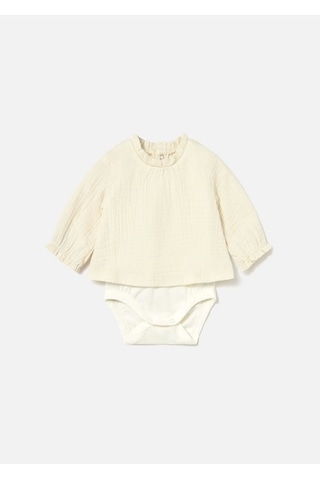 Kız Bebek Müslin Tulum Krem 2723 Krem